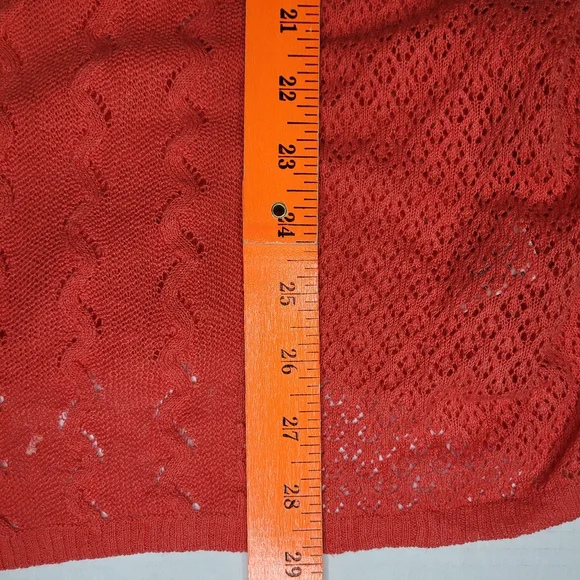 Anthropologie Knitted & Knotted Cardigan Coral Small Linen Blend Lagenlook Beach - Picture 5 of 8